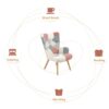 Accent Chair With Ottoman, Living Room Chair And Ottoman Set, Comfy Side Armchair For Bedroom, Creative Splicing Cloth Surface - Pink - Image 10