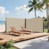 Retractable Side Awning Waterproof And UV Resistant Roll Up Privacy Screen For Balcony - Beige - Image 11