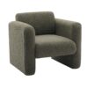 Modern Accent Chair Lambskin Sherpa Upholstered Comfy Reading Arm Chair Soft Padded Armchair With Back And Pillow For Living Room - Seaweed Green - Image 12