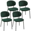 Boucle Dining Chairs, Modern Dining Room Chairs With Black Metal Legs, Armless Kitchen Chair For Dining Room, Living Room (Set of 4) - Dark Green - Image 2