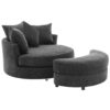 360° Swivel Accent Barrel Chair With Storage Ottoman & 4 Pillows, Modern Chenille Leisure Chair Round Accent For Living Room - Gray - Image 23