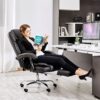 Reclining Office Chair With Massage, Ergonomic Computer Chair With Foot Rest - Black - Image 5