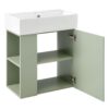 Modern Floating Bathroom Vanity With Ceramic Basin, Perfect For Small Bathrooms, Left Side Storage - Green - Image 10