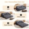 Queen Pull Out Sofa Bed, 3 In 1 Convertible Sleeper Sofa With Side Storage Multifunctional Velvet Loveseat Bed For Living Room - Gray - Image 15