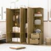 3 Door Storage Wardrobe For Dedroom With Shelves And 2 Drawers, Side Storage Shelves - Nature - Image 15