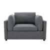 Wide Modern Oversized Armchair With Ottoman Stool, Single Sofa With Lumbar Support, Accent Chair, Reading Chair For Bedroom, Living Room - Dark Gray - Image 14