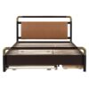 Queen Size Storage Platform Bed, With 2 Big Drawers, Twin Long Size Trundle - Walnut - Image 8