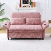 Contemporary Letter Striped Fabric Multi Functional Sofa Bed With Adjustable Armrests And Backrests - Pink - Image 4