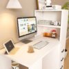Modern Computer Desk With Built In Socket 3 Slide Drawers 4 Storage Levels - White - Image 9