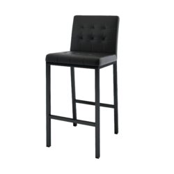 Modern Design High Stool With Metal Legs For Kitchen And Restaurant (Set of 2) - Black