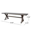 Modern Aluminum Outdoor Dining Bench With X Base - Dark Gray - Image 3
