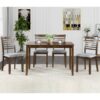 5 Pieces Modern Dining Set, Rectangular Wooden Dining Table With 4 Upholstered Chairs For Kitchen, Dining Room - Walnut - Image 3