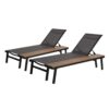 Waterloo - Chaise Lounge With Attached Wood Side Table (Set of 2) Adjustable Eucalyptus Wood And - Gray / Black - Image 3