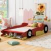 Full Size Race Car Shaped Platform Bed With Wheels - Red - Image 11