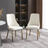 Modern Sponge-Filled Dining Chair, Solid Wood Metal Legs, Suitable For Restaurants, Living Rooms And Rooms (Set of 2) - White - Image 2