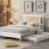Queen Size Platform Bed With 2 Big Drawers Twin Size Trundle - White - Image 11