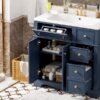 Bathroom Vanity With Resin Sink Combo, Frame Bathroom Storage Cabinet, Freestanding Vanity Set With 3 Drawers & Adjustable Shelf - Blue - Image 19