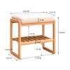 Shoe Bench, Beech Wood Storage Rack Organizer With High Rebound Sponge Cushion - Natural - Image 9