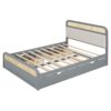 Queen Size Platform Bed With Trundle And 2 Drawers - Gray - Image 6