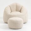 Bedding Bean Bag Sofa Chair High Pressure Foam Bean Bag Chair Adult Material With Padded Foam Padding Compressed Bean Bag With Footrest - Beige - Image 24