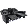 3 Pieces Recliner Sofa Sets Home Theater Seating Manual Recliner Chair With Center Console And Led Light Strip For Living Room - Black - Image 21