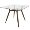 Clara - Mid-Century Modern Square Dining Table - Walnut / Clear - Image 3