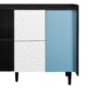 Modern Sideboard Buffet Cabinet With Doors And Unique Panel Styling - Black / Blue - Image 22