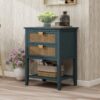 2 Drawer Side Table - Natural Rattan - End Table - Suitable For Bedroom, Living Room, Or Study - Green - Image 4
