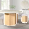 Qwin - Marble Top Round Dining Table - Natural - Image 5
