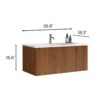 Etna - Striped Walnut Bathroom Vanity With Ceramic Sink, Wall Mounted Floating Bathroom Vanity For Modern Bathroom - Walnut / White - Image 5