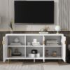 Modern TV Stand With 3 Doors And Adjustable Shelves For Living Room, Fits TVs Up To 70" - White - Image 5
