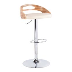 Cassis - Mid-Century Modern Adjustable Barstool With Swivel - Zebra / Cream
