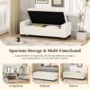 Elegant Ottoman Bench With Textured Fabric, Hinged Lid For Seating And Storage - White - Image 5
