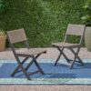 Bistro Foldable Chair With Wicker Backrest (Set of 2) - Gray / Brown - Image 4