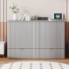 Full Size Murphy Bed With Drawer And A Set Of Sockets & USB Ports, Pulley Structure Design - Gray - Image 15