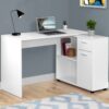 Computer Desk, Home Office, Corner, Storage Drawers, L Shape, Laptop, Contemporary & Modern - White - Image 3