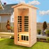1 Person Far Infrared Old Fir Outdoor Sauna Room - Natural - Image 8