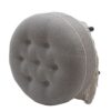 Yolanda - Round Upholstered Accent Ottoman - Light Gray / Ivory - Image 2
