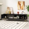 Modern TV Stand For Up To 70" TV, Entertainment Center TV Media Console Table, With 3 Shelves And 2 Cabinets, TV Console Cabinet Furniture For Living Room - Black - Image 3