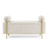Elegant Upholstered Linen Storage Bench With Cylindrical Arms And Iron Legs - Beige - Image 12