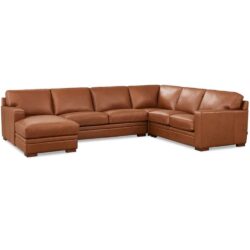 Dillon - Leather Left Chaise Sectional - Brown