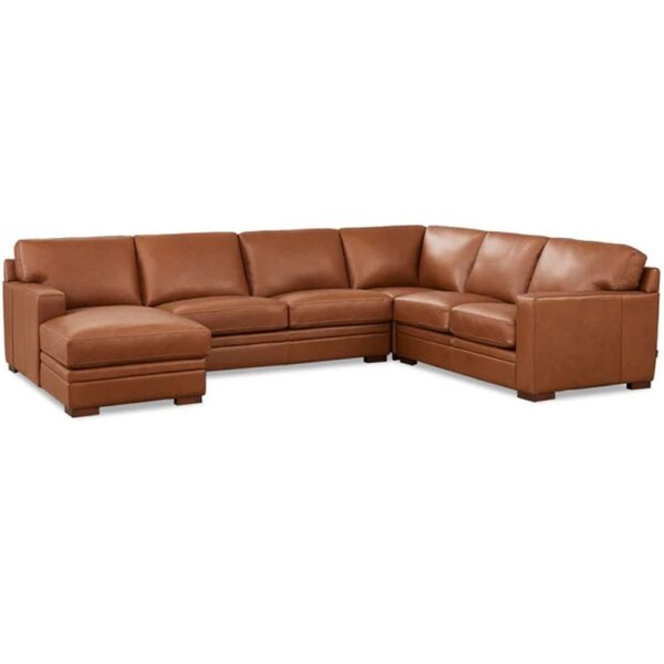 Dillon - Leather Left Chaise Sectional - Brown
