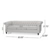 Chesterfield Style 3 Seater Sofa With Deep Button Tufting - Gray - Image 3