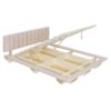Queen Size Upholstered Hydrualic Platform Floating Bed With LED Light And USB Port - Pink - Image 3