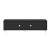 Modern TV Stand For TVs Up To 75", Entertainment Center With Glass Door, 4 Drawers And 2 Cabinets, 5 Metal Legs And Metal Handles For Living Room - Black - Image 18