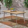 Outdoor Dining Table With Eucalyptus Wood Topped - Silver - Image 2