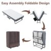 Folding Bed With Mattress, Sportable Foldable Bed With Storage Cover, Srollaway Bed For Adults With Memory Foam Mattress And Metal Frame, Scot Size Guest Bed On Wheels - Black - Image 5
