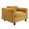 Modern Oversized Armchair Comfy Accent Chair Single Sofa For Living Room Bedroom Office Apartment, Woven Velvet Fabric - Yellow - Image 7