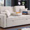 Cody II - Woven Fabric Convertible Sleeper Loveseat With Cup Holder, Charging Ports, Side Pocket, and Pocket Coil Seating - Beige - Image 10