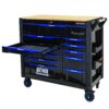 12 Layer Drawer Multi Purpose Tool Cart With Wheels And Wooden Countertops - Black / Blue - Image 7